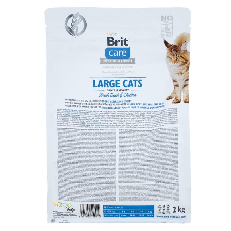 Сухий корм 2 кг для Кішок Великих порід з Качкою і Куркою Brit Care 3