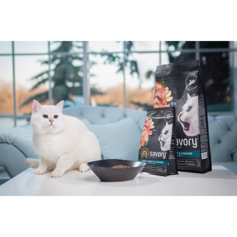Сухий корм 400 г для Кошенят зі Свіжим м'ясом Індички та Куркою Savory 5