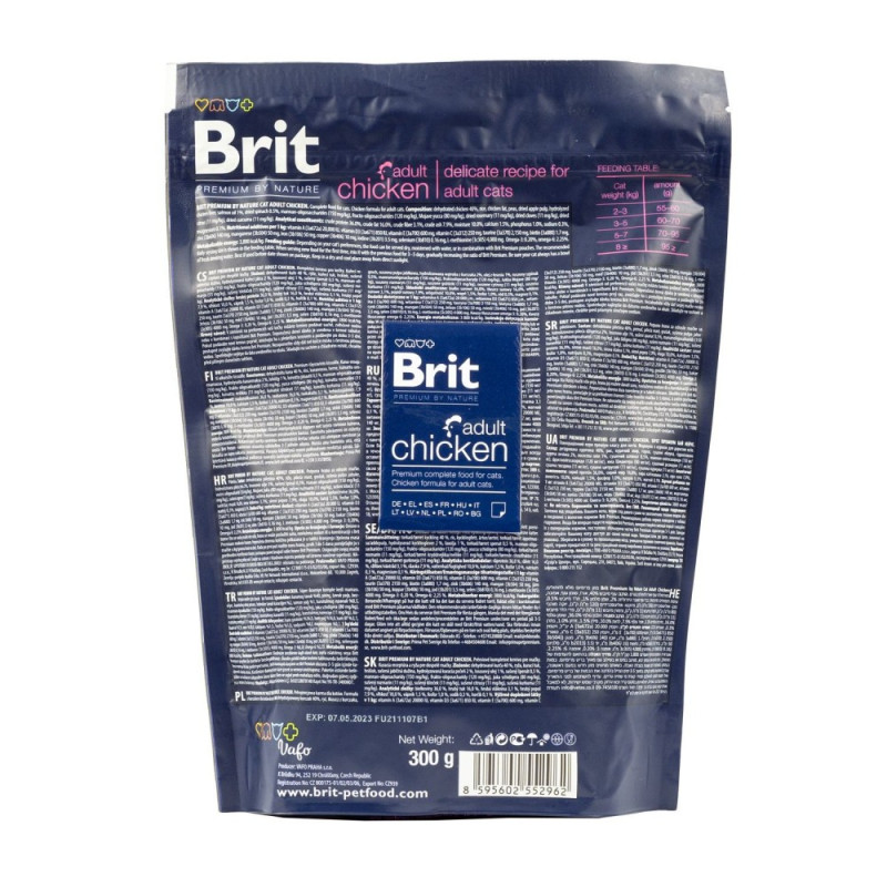 Сухий корм 300 г для Дорослих Котів з Куркою Chicken Brit Premium by Nature 3