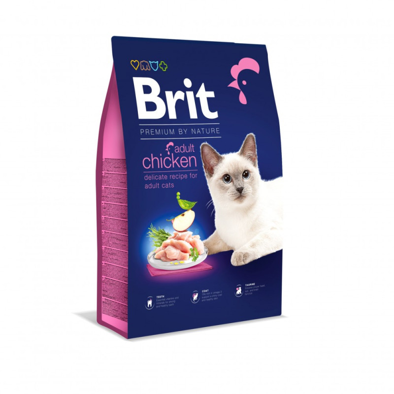 Сухий корм 8 кг для Дорослих Котів з Куркою Chicken Brit Premium by Nature
