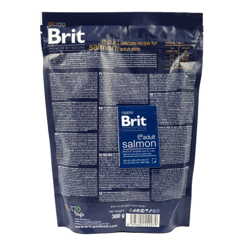 Сухий корм 300 г для Дорослих Котів з Лососем Salmon Brit Premium by Nature 3