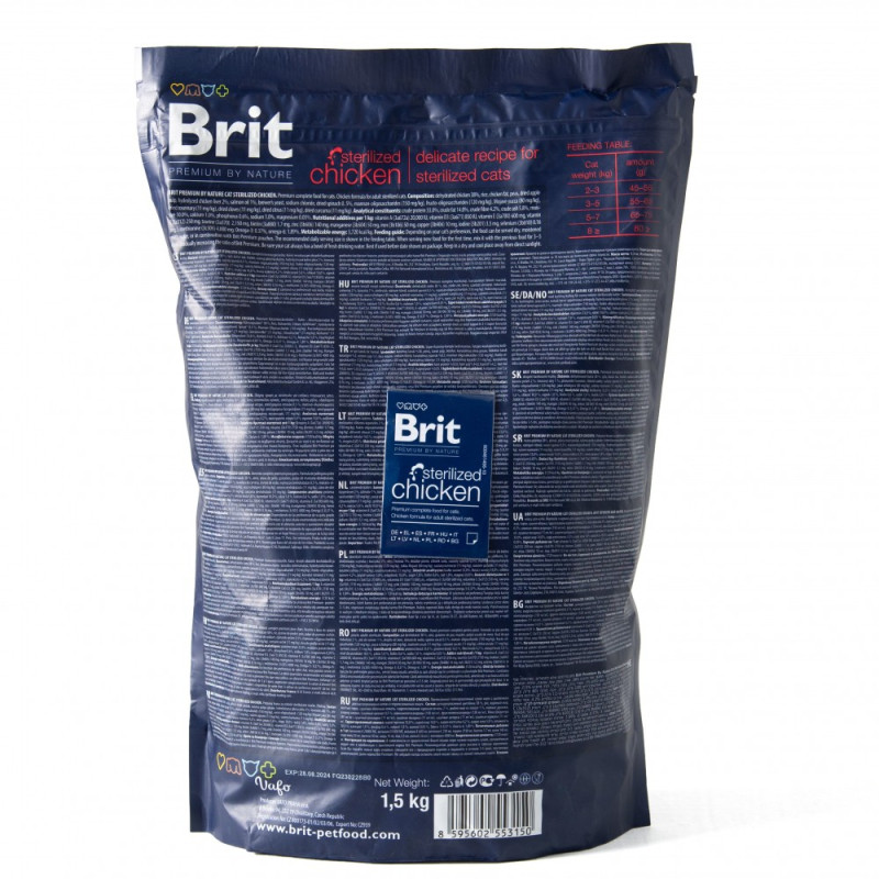 Сухий корм 1,5 кг для Стерилізованих Котів з Куркою Sterilised Brit Premium by Nature 5