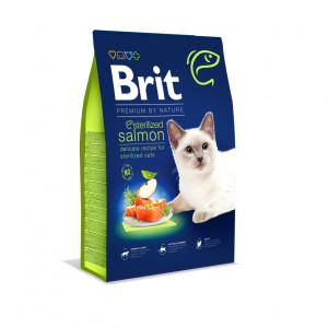 Сухой корм 8 кг для Стерилизованных Кошек с Лососем Sterilised Brit Premium by Nature