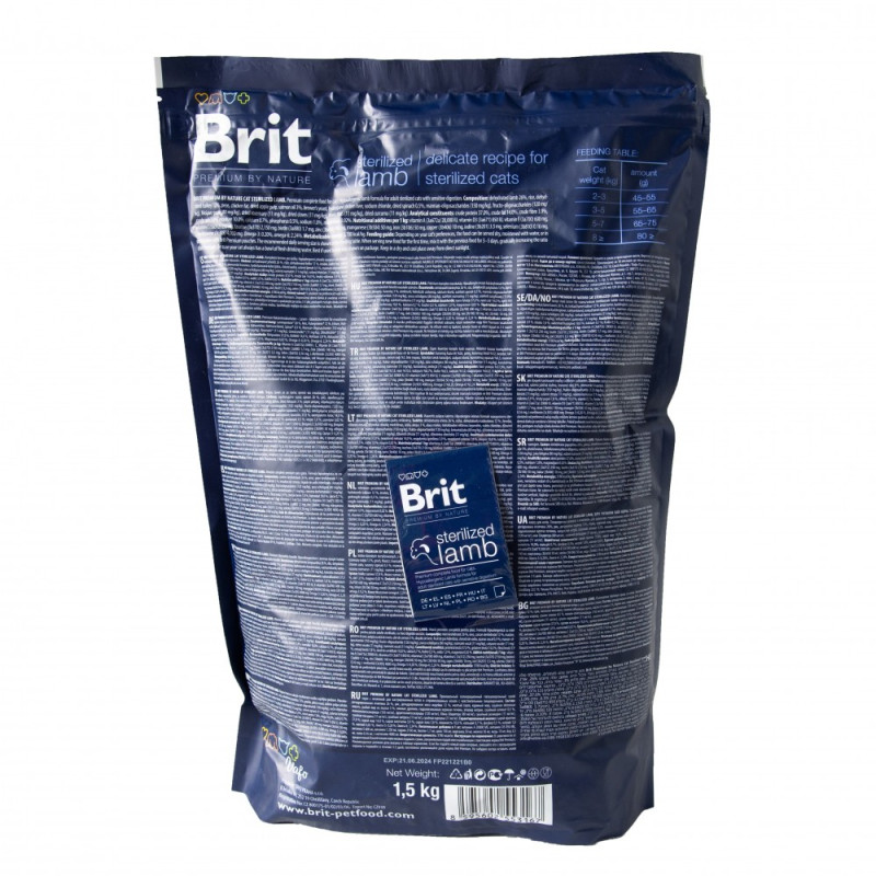 Сухой корм 1,5 кг для Стерилизованных Кошек с Ягненком Sterilised Brit Premium by Nature 5