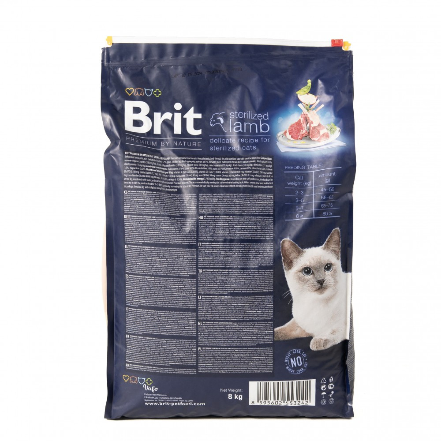 Сухой корм 8 кг для Стерилизованных Кошек с Ягненком Sterilised Brit Premium by Nature 5