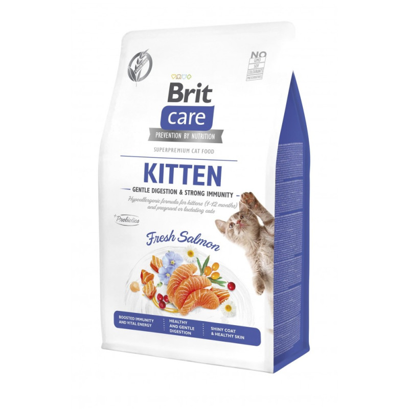 Сухий корм 400 г для Кошенят для Міцного Імунітету з Лососем Brit Care