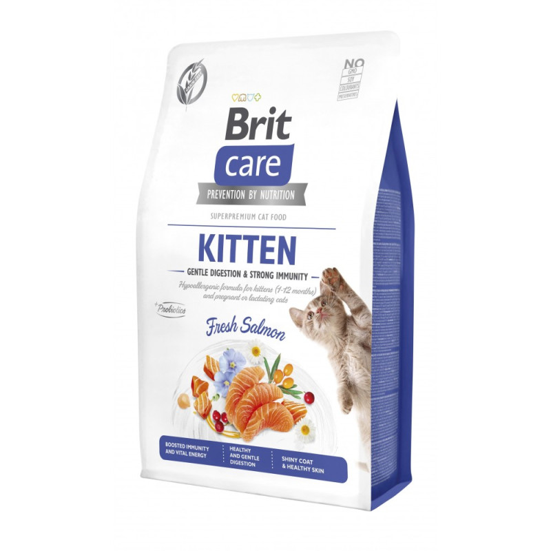 Сухий корм 2 кг для Кошенят для Міцного Імунітету з Лососем Brit Care