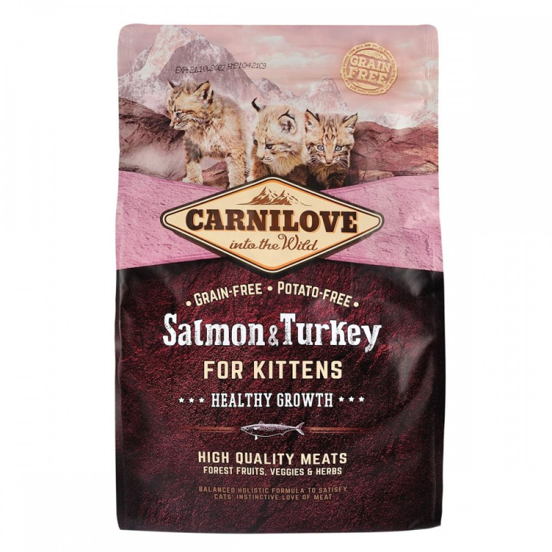 Сухий корм 2 кг для Кошенят з Лососем та Індичкою Kitten Carnilove 6