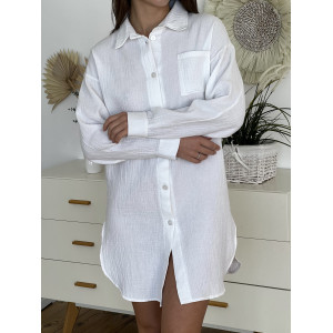 Сорочка Жіноча M з Мусліну Біла Pearl COSY
