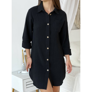 Сорочка Жіноча XL з Мусліну Чорна Pearl COSY