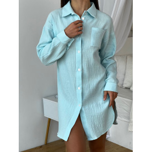Рубашка Женская L из Муслина Аквамарин Pearl COSY