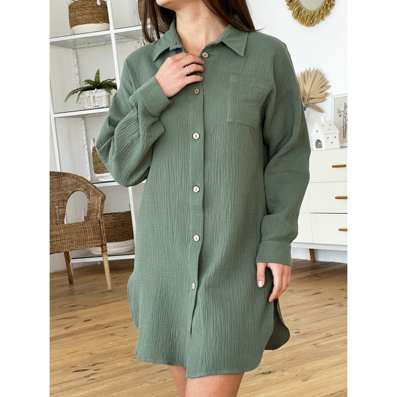 Сорочка Жіноча S з Мусліну Зелена Pearl COSY
