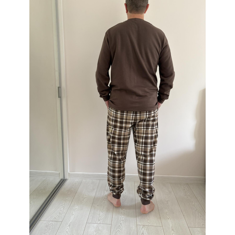 Піжама чоловіча 2XL тепла Бавовняна Новорічна Коричнева (кофта + штани) Святковий Затишок COSY 5