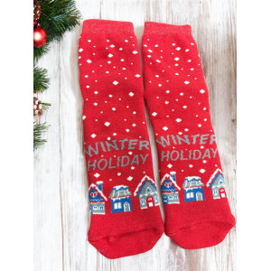 Шкарпетки 38-40 Унісекс Теплі Махрові Червоні Winter Holiday COSY