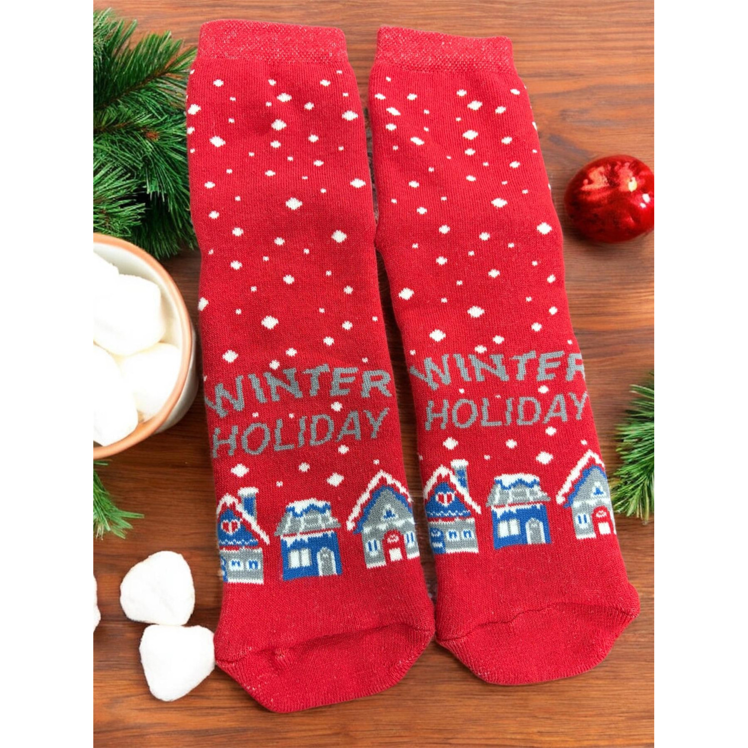 Носки 38-40 Унисекс Теплые Махровые Красные Winter Holiday COSY 2