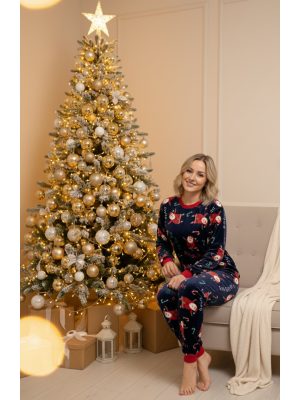 Пижама женская L Санта теплая Велсофт Синяя COSY - 2
