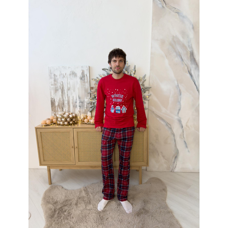 Піжама чоловіча XL Новорічна тепла Бавовняна з Начосом Winter Holiday COSY 8