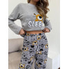 Піжама жіноча M тепла Леопардик (кофта + штани) Сіра Baby Leo COSY 3