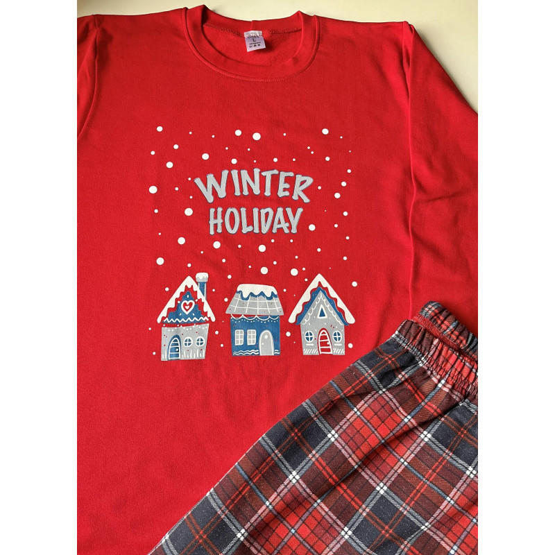 Дитяча тепла піжама M (116-122 см) для Хлопчиків та Дівчаток Winter Holiday Червона COSY 2