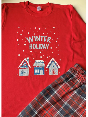 Детская теплая пижама L (128-134 см) для Мальчиков и Девочек Winter Holiday Красная COSY - 2