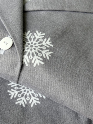 Пижама женская XL теплая Снежинка (рубашка + штаны) Серо-Белая COSY - 3