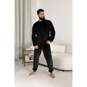 Піжама чоловіча 2XL тепла Велсофт Чорна (кофта + штани) COSY