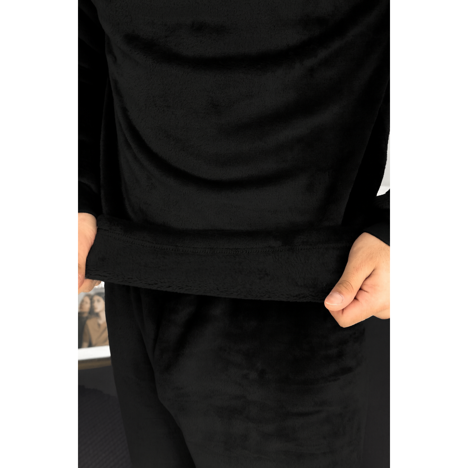 Піжама чоловіча 2XL тепла Велсофт Чорна (кофта + штани) COSY 3