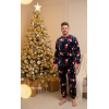 Піжама чоловіча M тепла Велсофт Новорічна Синя-Червона (кофта + штани) Santa COSY 5
