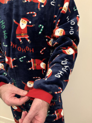Пижама мужская L теплая Велсофт Новогодняя Синяя-Красная (кофта + штаны) Santa COSY - 2
