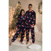 Піжама чоловіча L тепла Велсофт Новорічна Синя-Червона (кофта + штани) Santa COSY 3