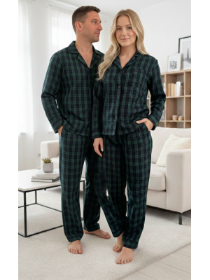 Пижама женская XL в клеточку (рубашка + штаны) Зелено-Синяя COSY - 2