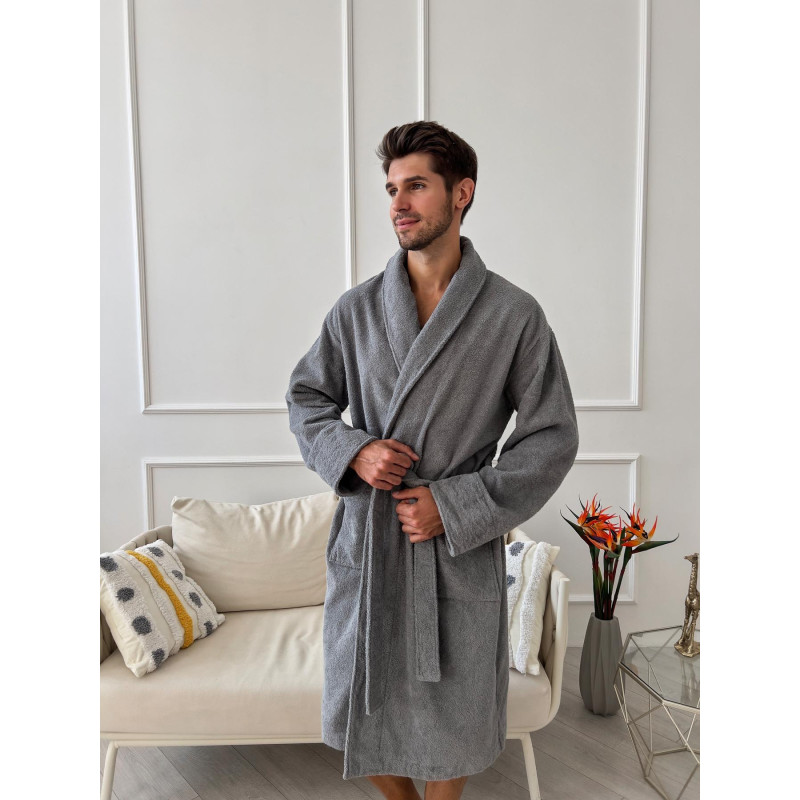 Халат чоловічий 2XL махровий Сірий Fortune COSY