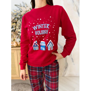 Пижама женская XL Новогодняя теплая Хлопковая с Начесом Winter Holiday COSY