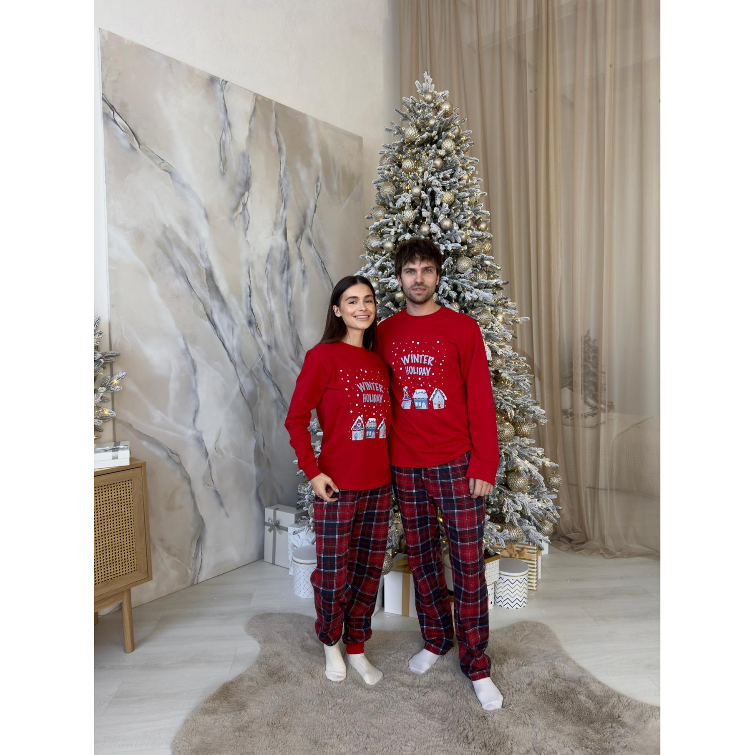 Піжама жіноча XL Новорічна тепла Бавовняна з Начосом Winter Holiday COSY 6
