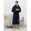 Халат чоловічий M флісовий з Капюшоном Синій COSY 8