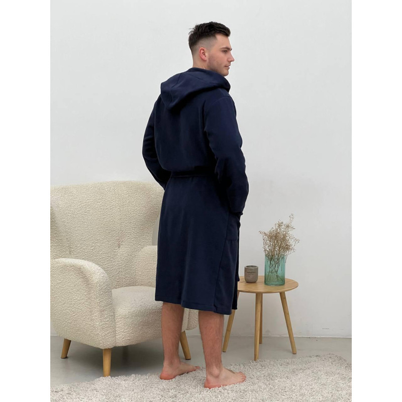 Халат чоловічий M флісовий з Капюшоном Синій COSY 2