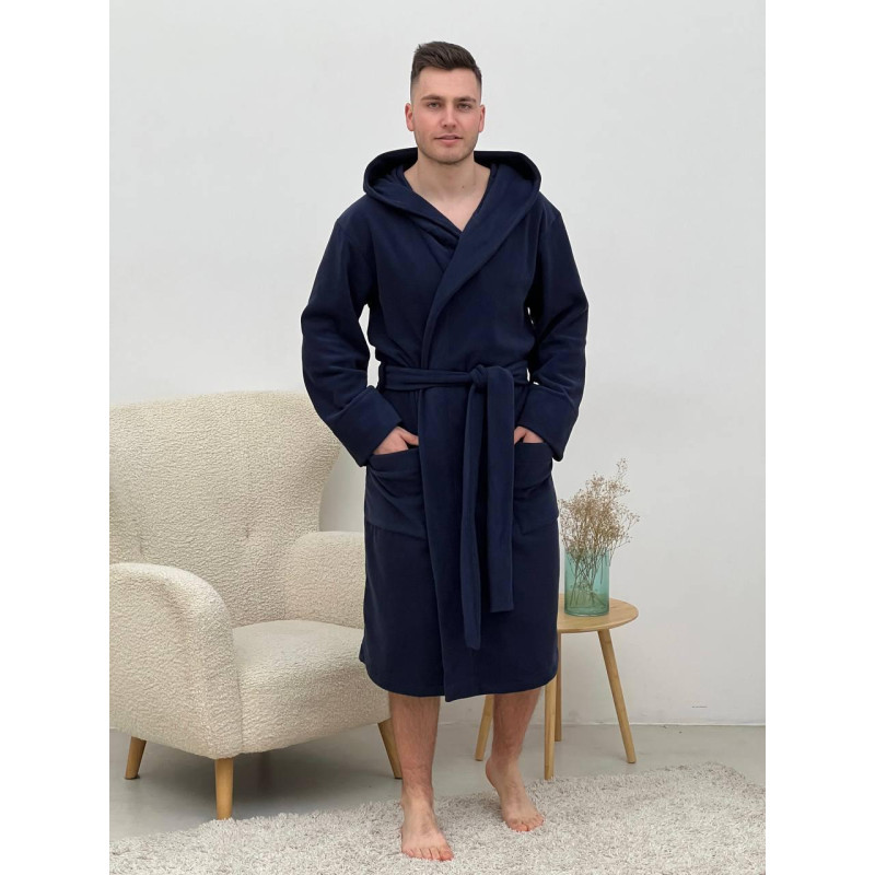 Халат чоловічий L флісовий з Капюшоном Синій COSY