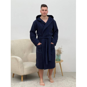 Халат чоловічий 2XL флісовий з Капюшоном Синій COSY