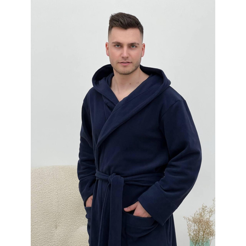 Халат чоловічий 2XL флісовий з Капюшоном Синій COSY 3