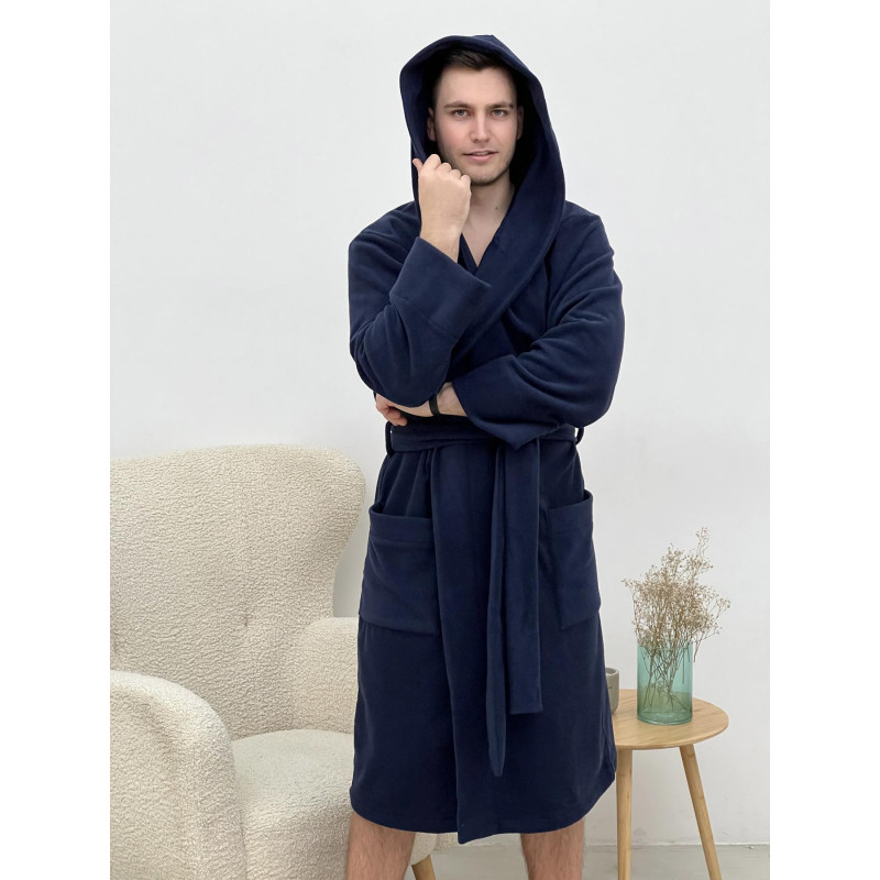 Халат чоловічий 2XL флісовий з Капюшоном Синій COSY 4