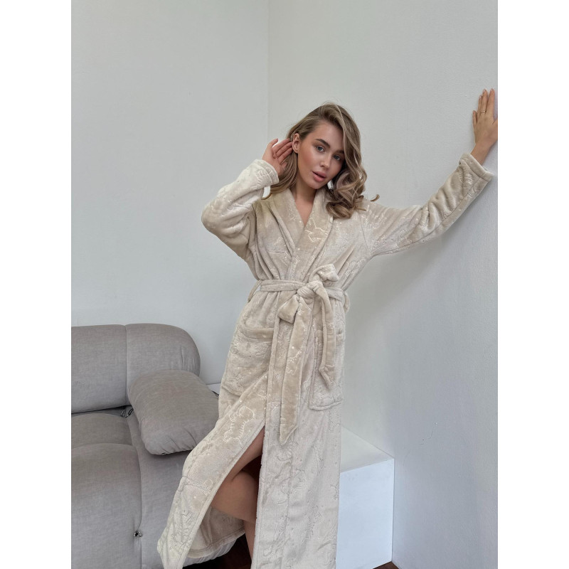 Халат жіночий 2XL-3XL велсофт теплий Капучіно Казка COSY