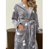 Халат жіночий 2XL-3XL велсофт з Капюшоном теплий Сірий Котики COSY 2