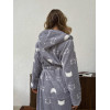 Халат жіночий 2XL-3XL велсофт з Капюшоном теплий Сірий Котики COSY 3