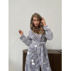 Халат жіночий 2XL-3XL велсофт з Капюшоном теплий Сірий Котики COSY 1