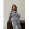 Халат жіночий 2XL-3XL велсофт з Капюшоном теплий Сірий Котики COSY 4
