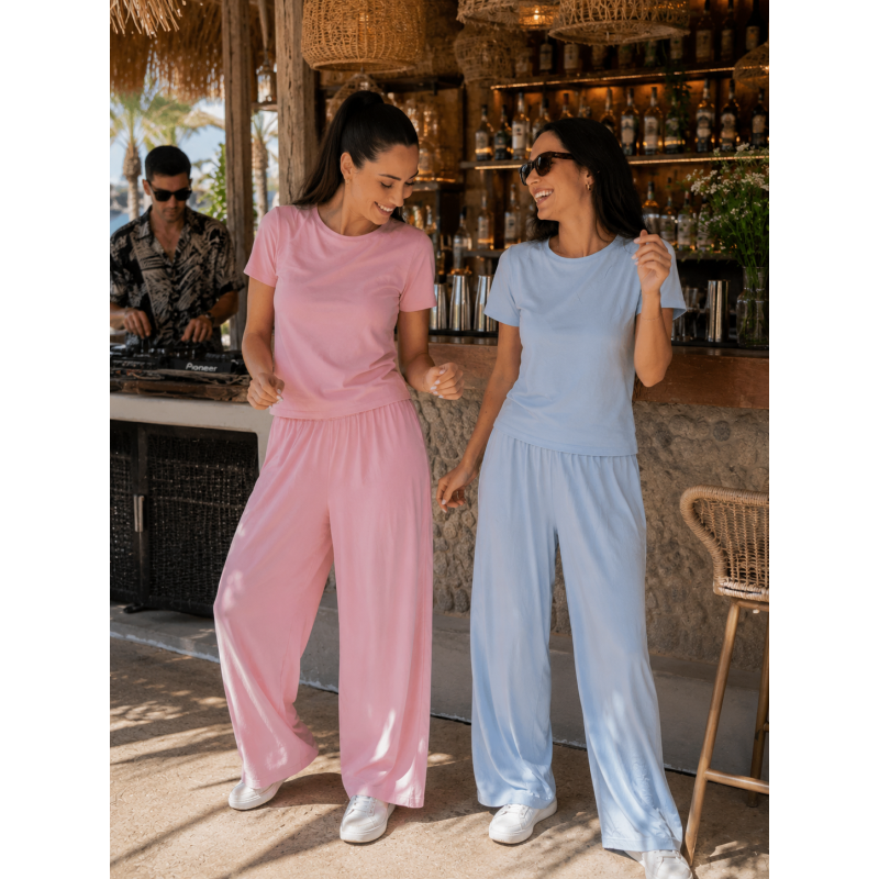 Женский Костюм L-XL из Вискозы Футболка и Штаны палаццо Голубой Dolce Vita COSY 4