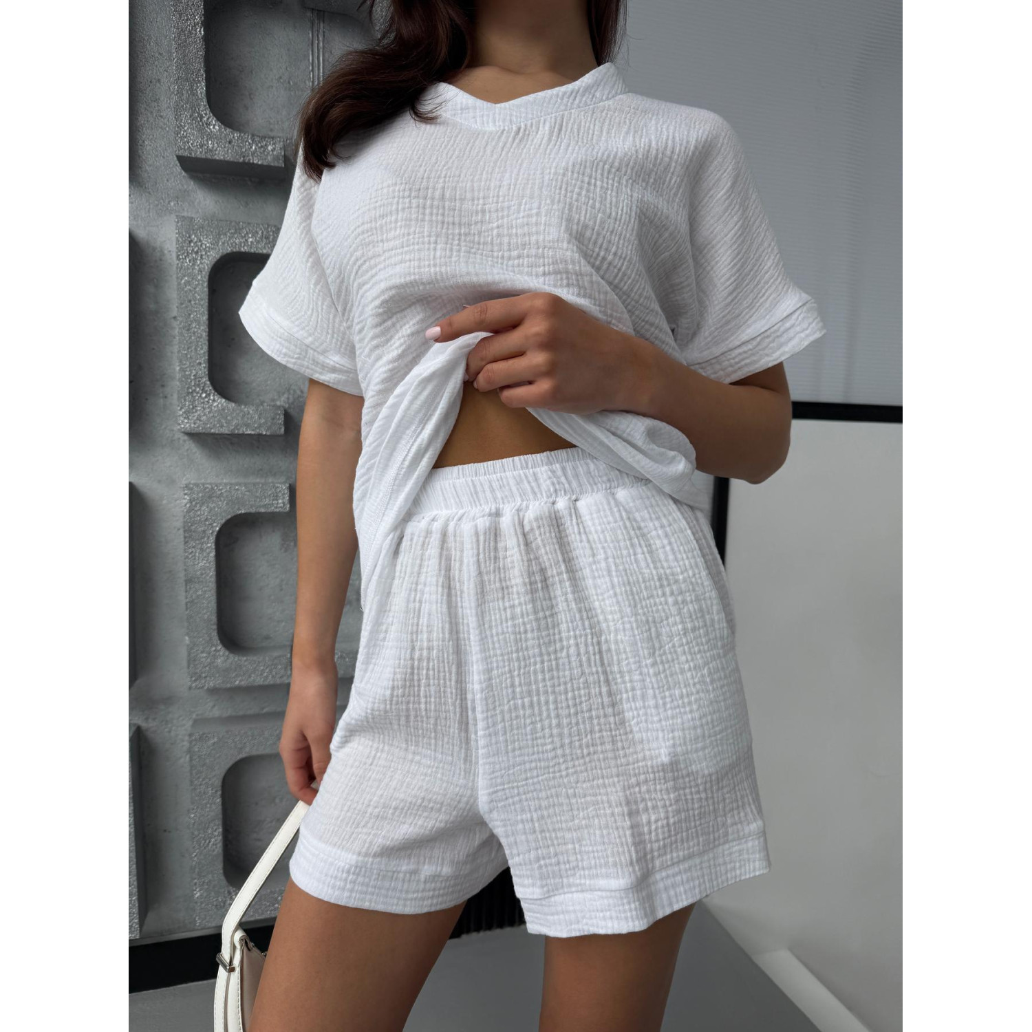 Женский Костюм M из Хлопка Футболка и Шорты Белый Hawaii COSY 8