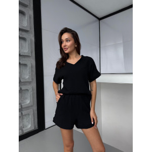 Женский Костюм S из Хлопка Футболка и Шорты Черный Hawaii COSY