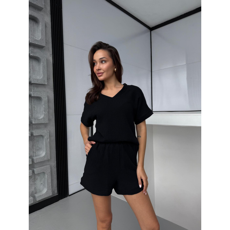 Женский Костюм XL из Хлопка Футболка и Шорты Черный Hawaii COSY