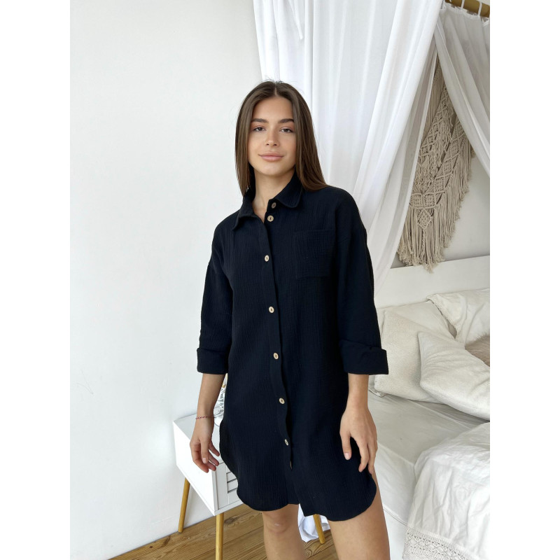 Рубашка Женская M из Муслина Черная Pearl COSY